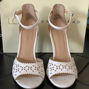 Lauren Conrad laser cut white heels